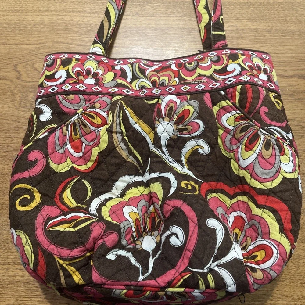 Vera‎ Bradley Morgan Puccini Tote Bag Purse Hobo Brown Paisley Floral W / Wallet - Picture 6 of 14